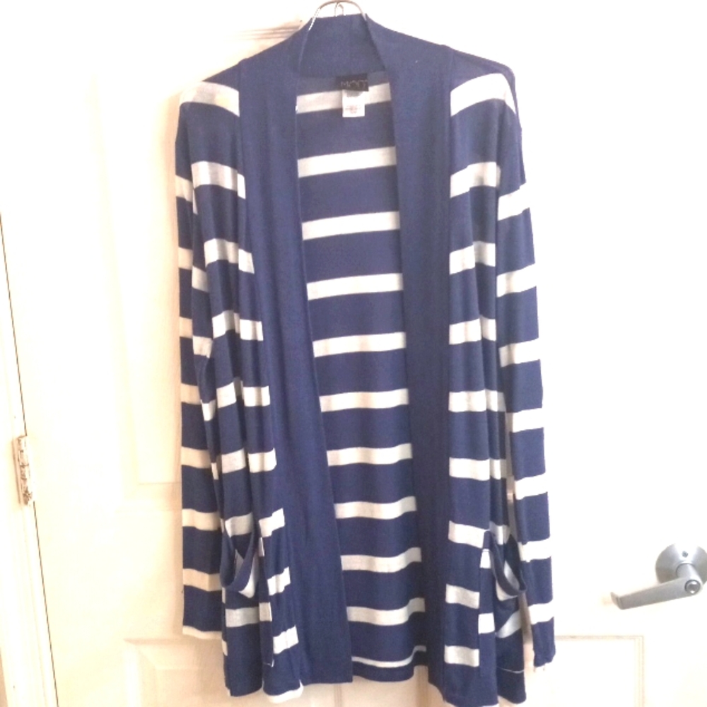EUC MOD Lusive M Striped Open Front Cardigan So Lightweight Long Sleeves